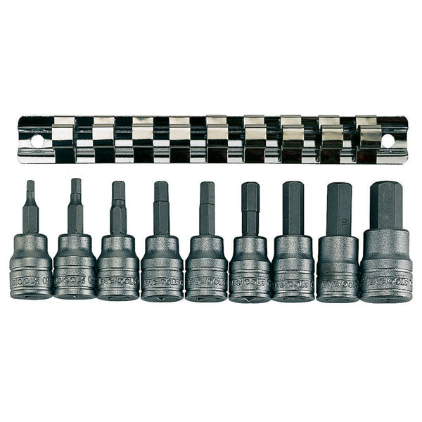 Teng 9pc 3/8in Dr. Metric Hex Bit Skt Set 3-12mm