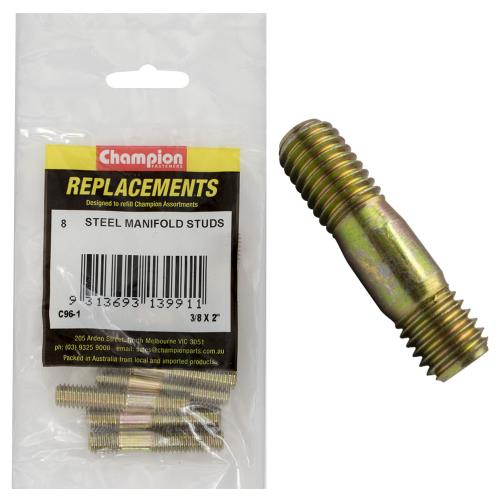 Champion 3/8in UNC x 2in Steel Manifold Stud - 25pk