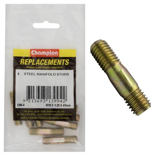 Champion M10 x 41mm x 1.25mm Steel Manifold Stud - 25pk