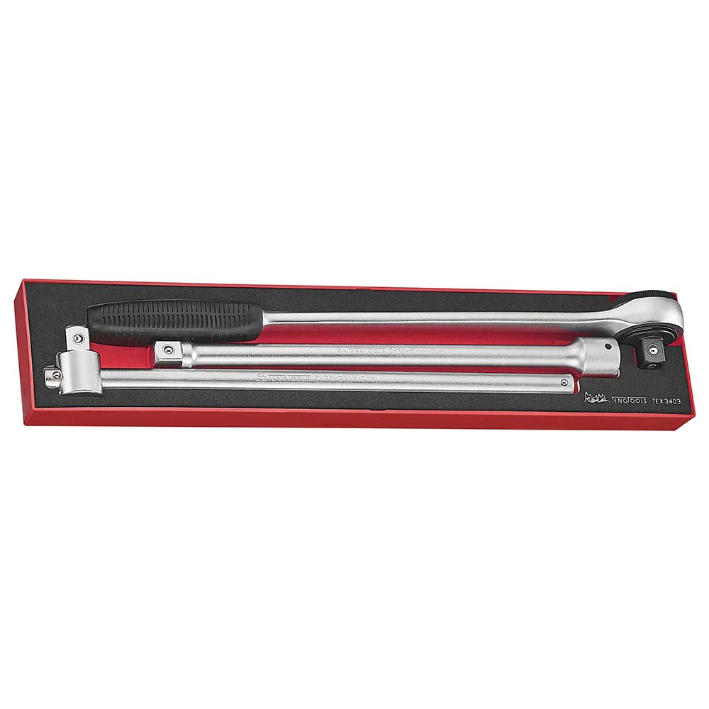 Teng 3pc 3/4in Dr. Ratchet & Accessory Set -TEX-Tray