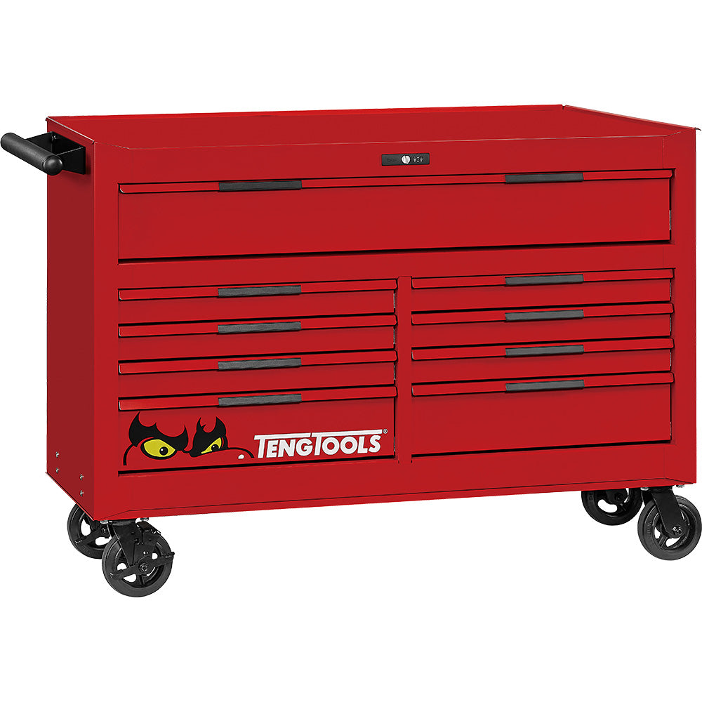 Teng Pro35™ 53in Roller Cabinet 9 Drawers Red