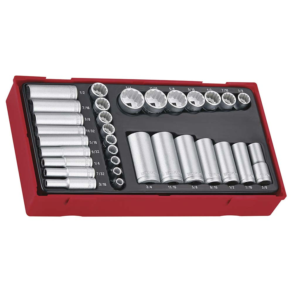 Teng 32pc 1/4 & 3/8in Dr. Reg/Deep AF Skt Set (12-pt) - TC-T