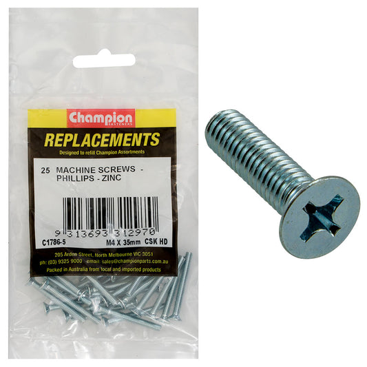 Champion M4 x 35mm Machine Screw -Csk -Ph -25pk