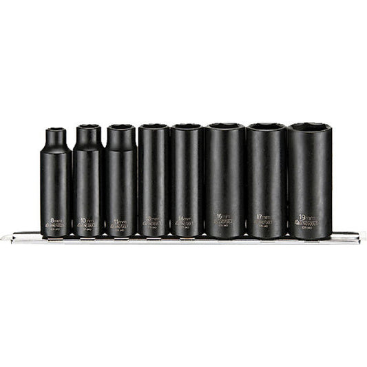 Teng 8pc 3/8in Dr. Deep Impact Skt Set 8-19mm