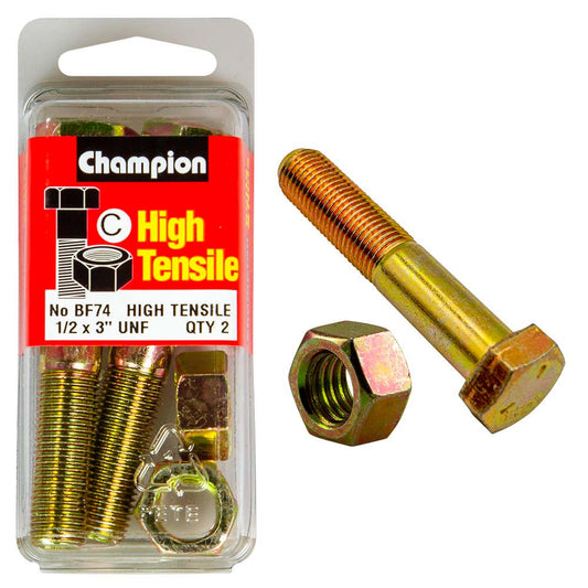 Champion 3in x 1/2in Bolt And Nut (C) - GR5
