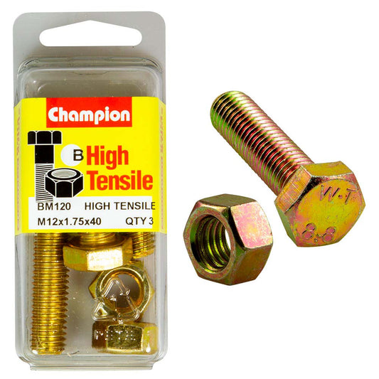 Champion M12 x 40 Set Screw & Nut (B) - GR8.8