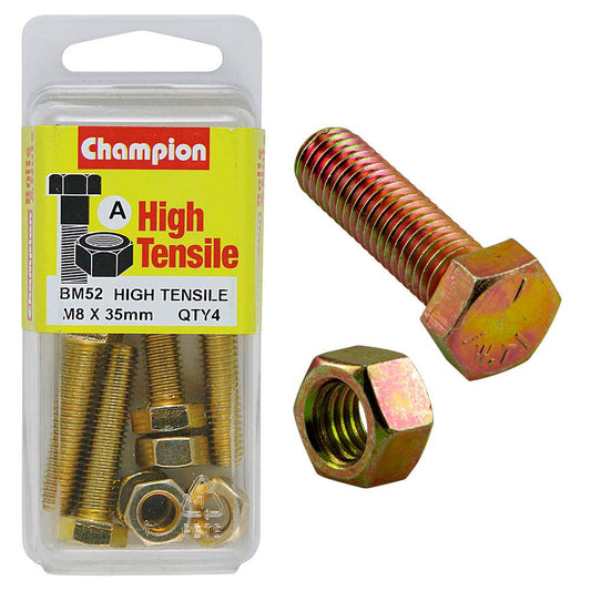 Champion M8 x 35 Set Screw & Nut (A) - GR8.8