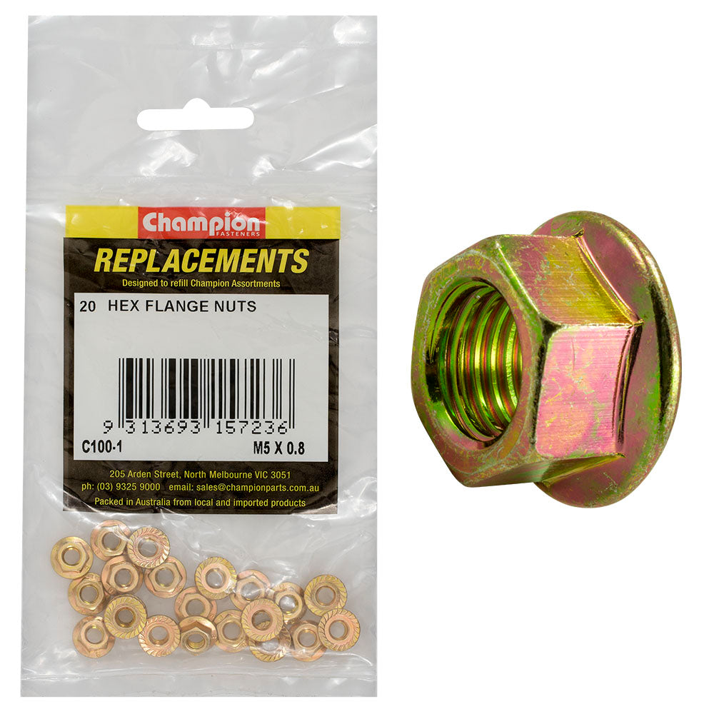 Champion M5 x 0.8 Hex Flange Nut -20pk