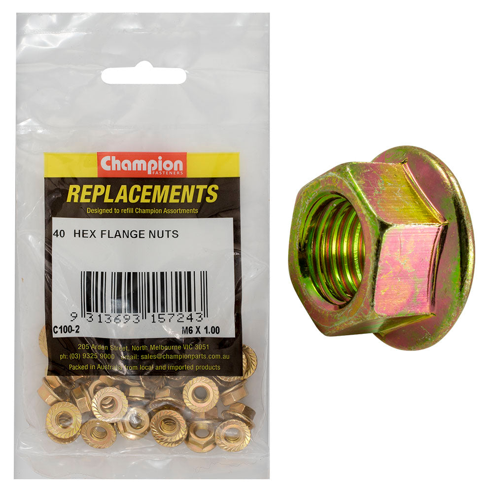 Champion M6 x 1.00 Hex Flange Nut -40pk