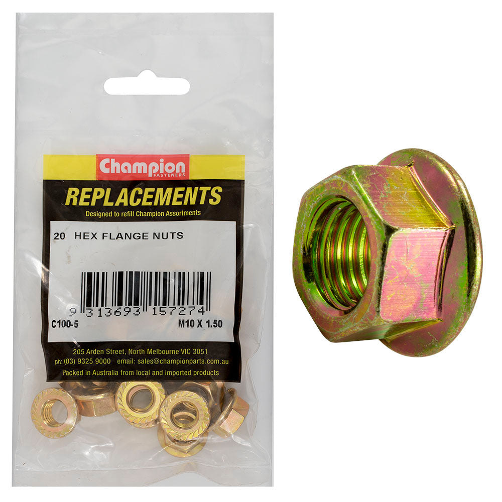 Champion M10 x 1.5 Hex Flange Nut -20pk