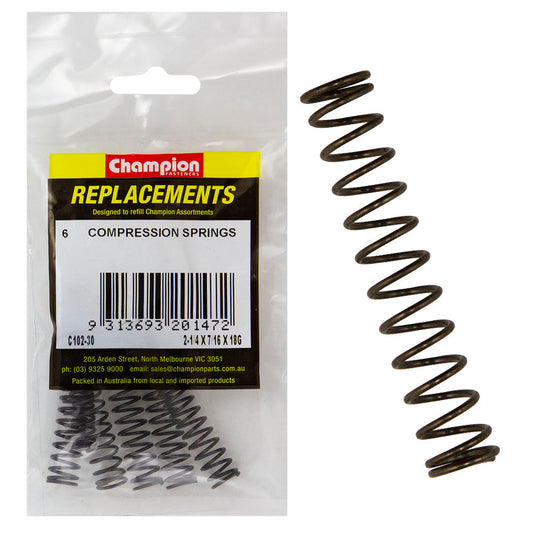 Champion 2-1/4(L) x 7/16in (O.D) x18G Compression Spring-6pk