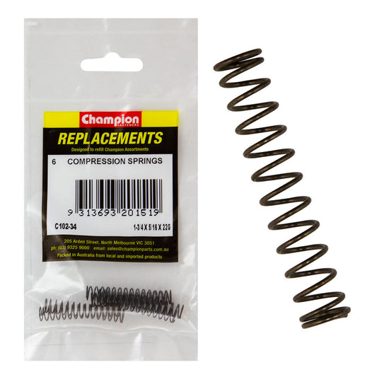 Champion 1-3/4(L) x 5/16in (O.D) x22G Compression Spring-6pk