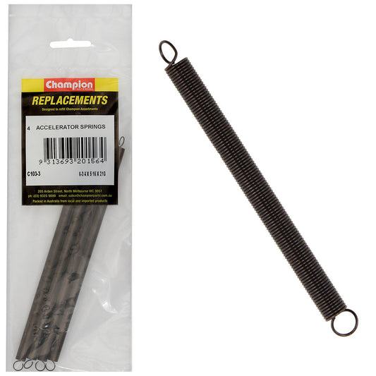 Champion 6-3/4(L) x 5/16in (O.D) x21G Accelerator Spring-4pk