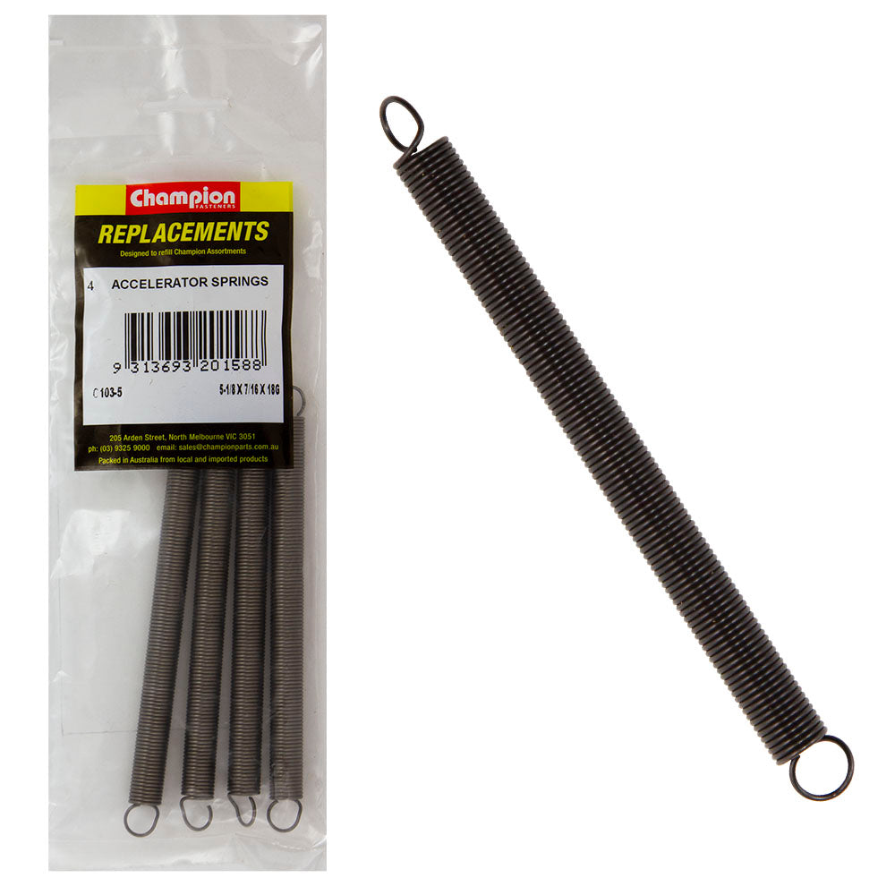 Champion 5-1/8(L) x 7/16in (O.D) x18G Accelerator Spring-4pk