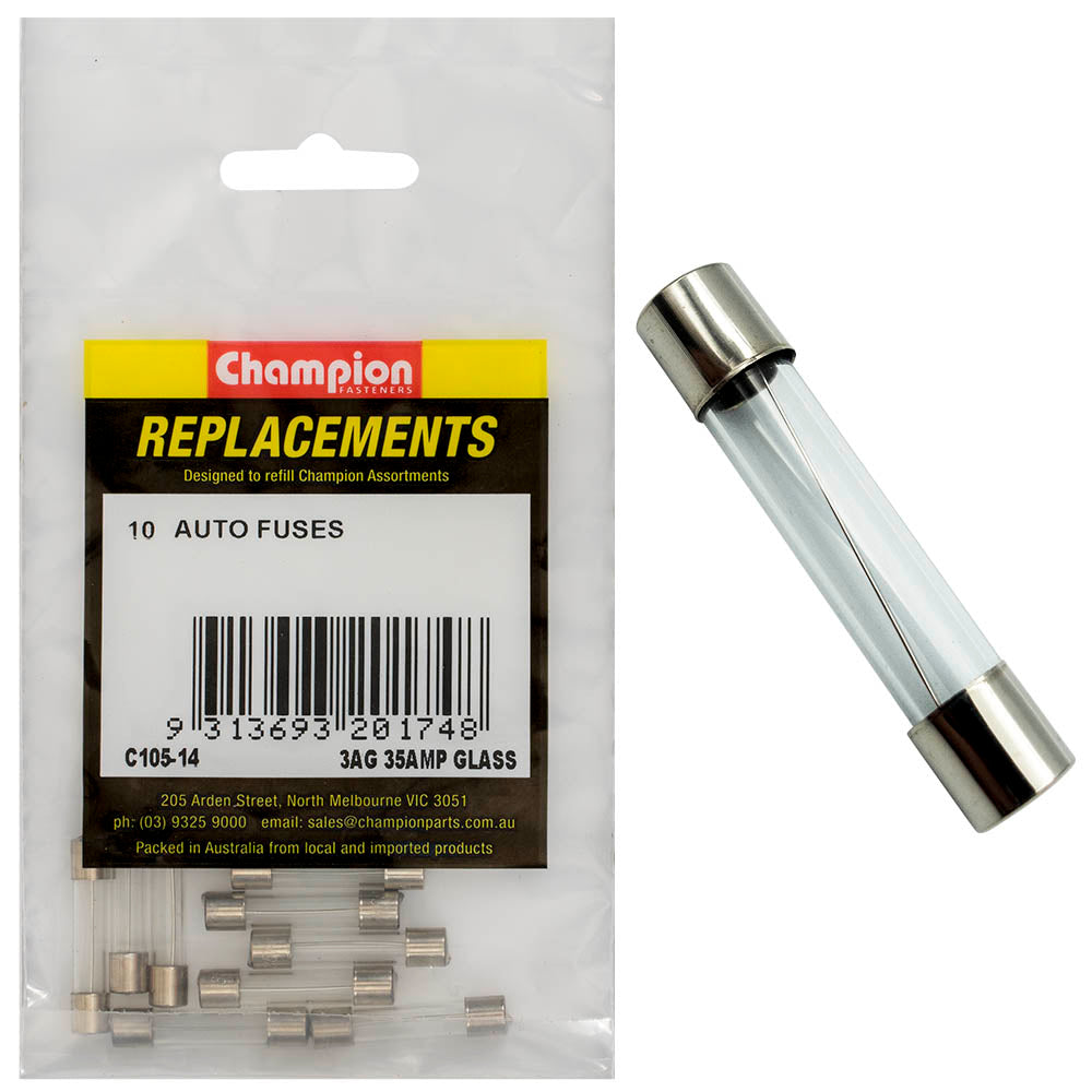Champion 3Ag 35 Amp Glass Fuse -10pk
