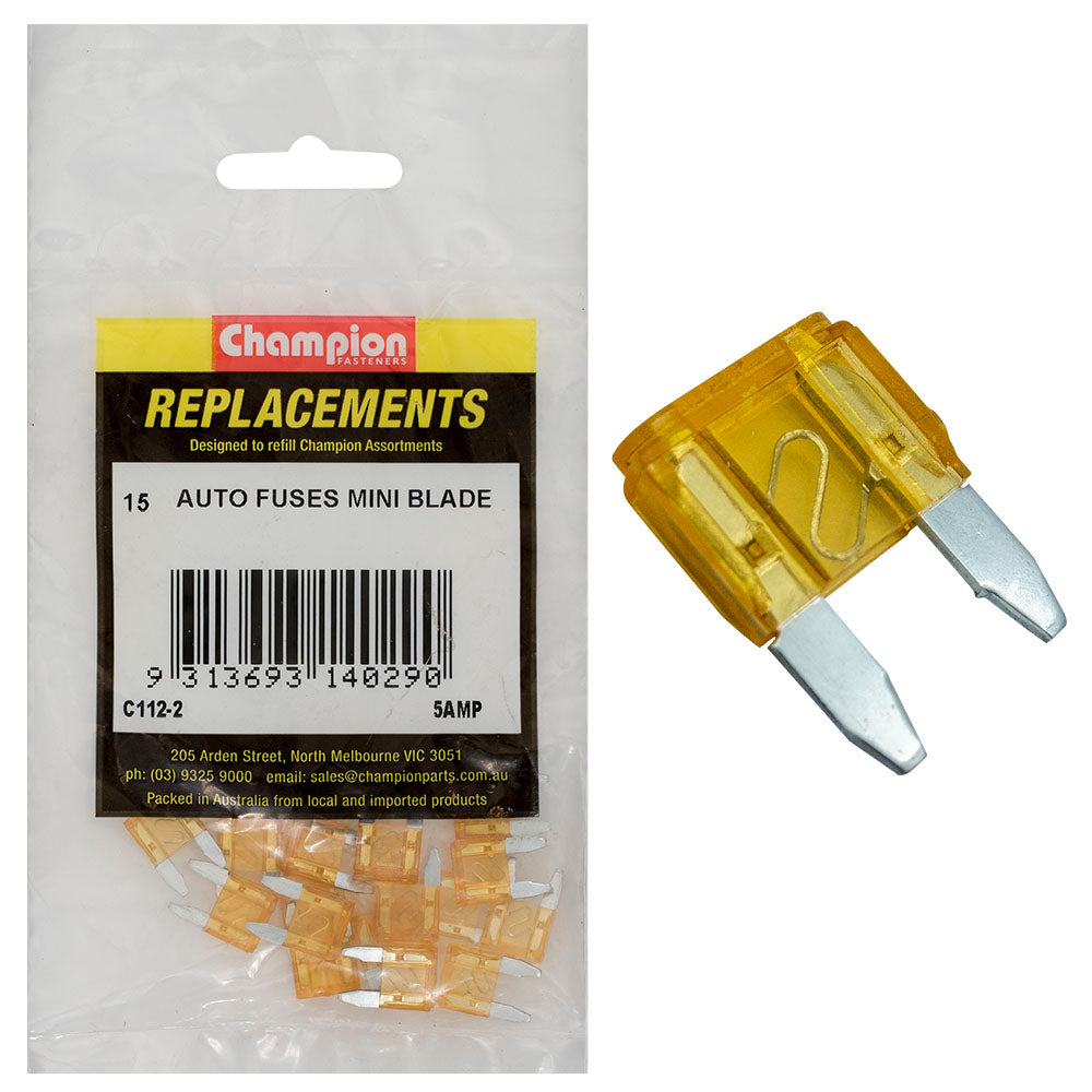 Champion 5Amp Mini Blade Fuse (Tan) -15pk