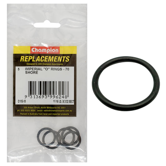 Champion 11/16in (I.D.) x 3/32in Imperial O-Ring -5pk