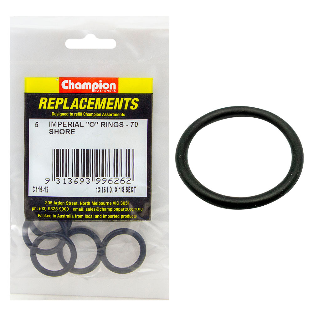 Champion 13/16in (I.D.) x 1/8in Imperial O-Ring -5pk