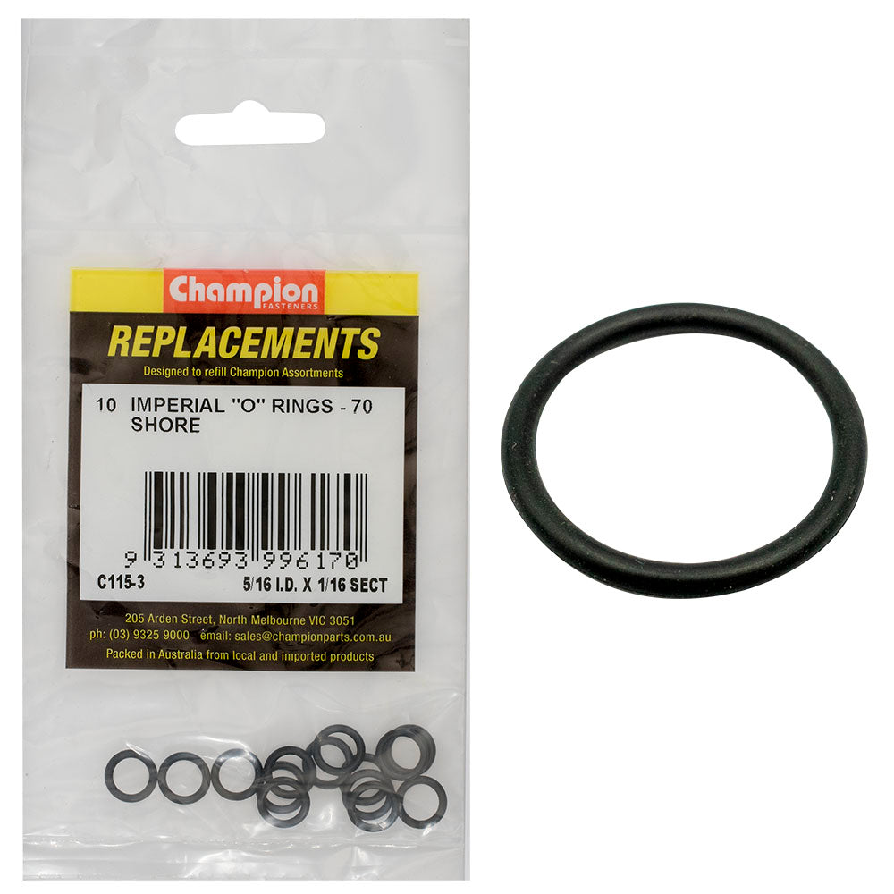 Champion 5/16in (I.D.) x 1/16in Imperial O-Ring -10pk