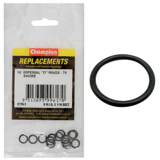Champion 5/16in (I.D.) x 1/16in Imperial O-Ring -10pk