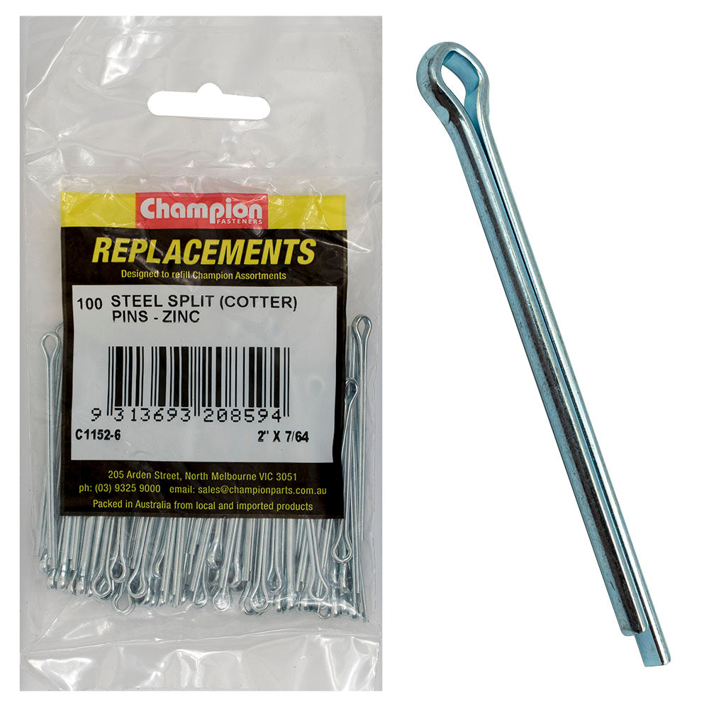 Champion 7/64in x 50mm Steel Split (Cotter) Pin -100pk