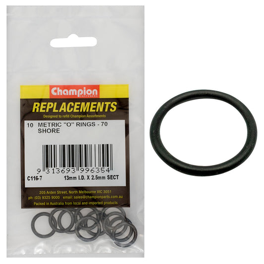 Champion 13mm (I.D.) x 2.5mm Metric O-Ring -10pk