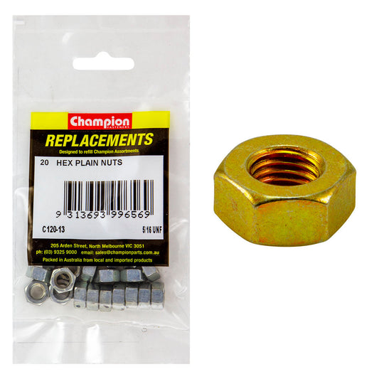 Champion 5/16in UNF Hexagon Nut -20pk