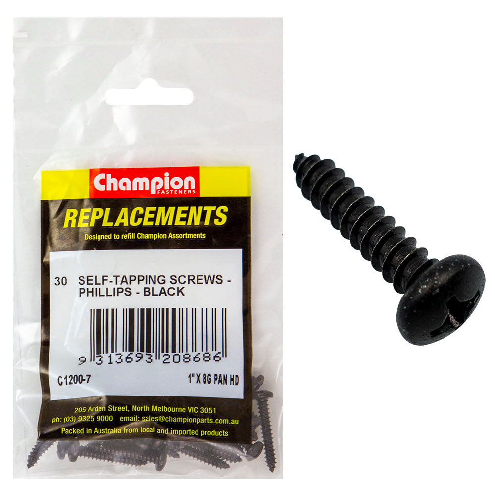 Champion 8G x 1in S/Tapping Screw Pan Head Ph -30pk