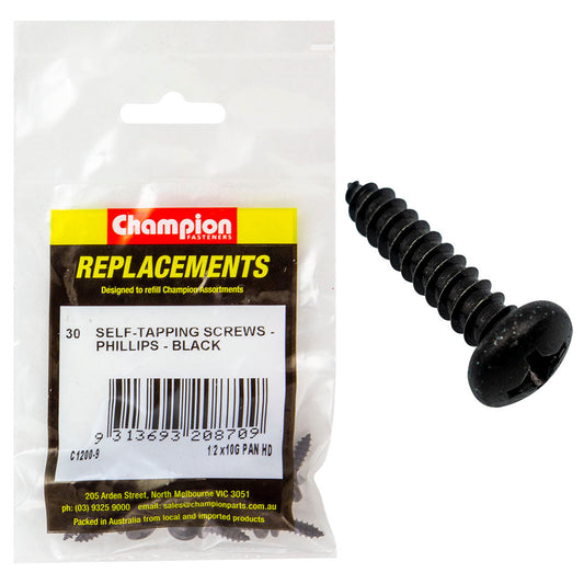Champion 10G x 1/2in S/Tapping Screw Pan Head Ph -30pk