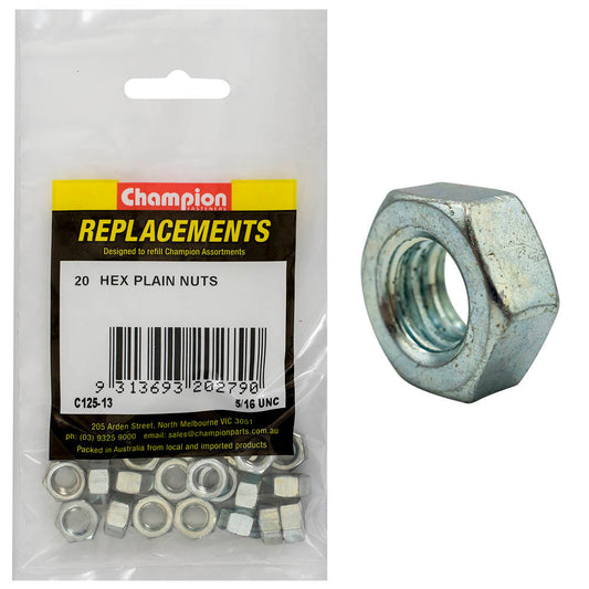 Champion 5/16in UNC Hexagon Nut -20pk