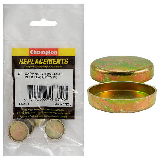 Champion 25mm Steel Expansion (Frost) Plug -Cup Type -5pk