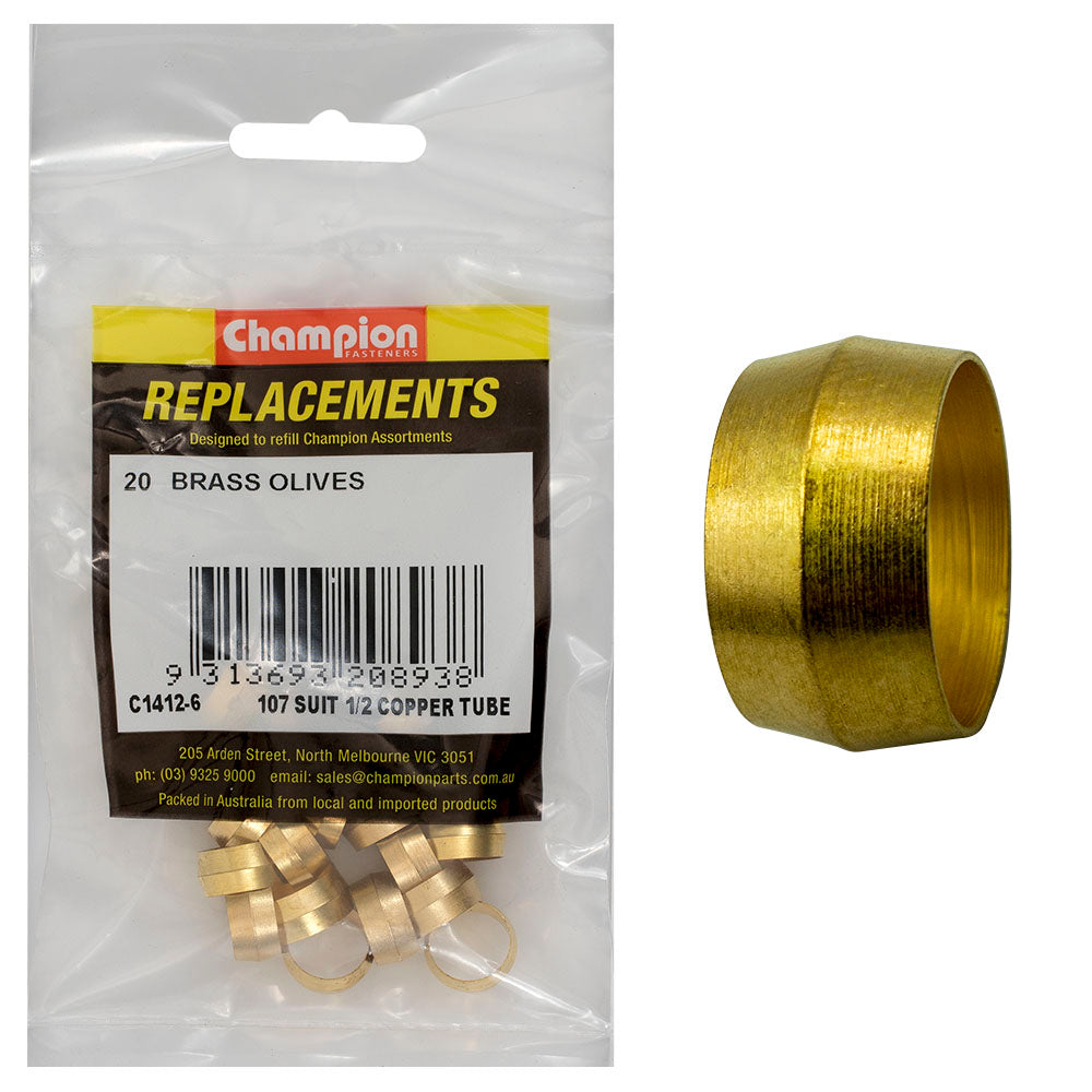Champion 1/2in Brass Compression Type Olive -20pk