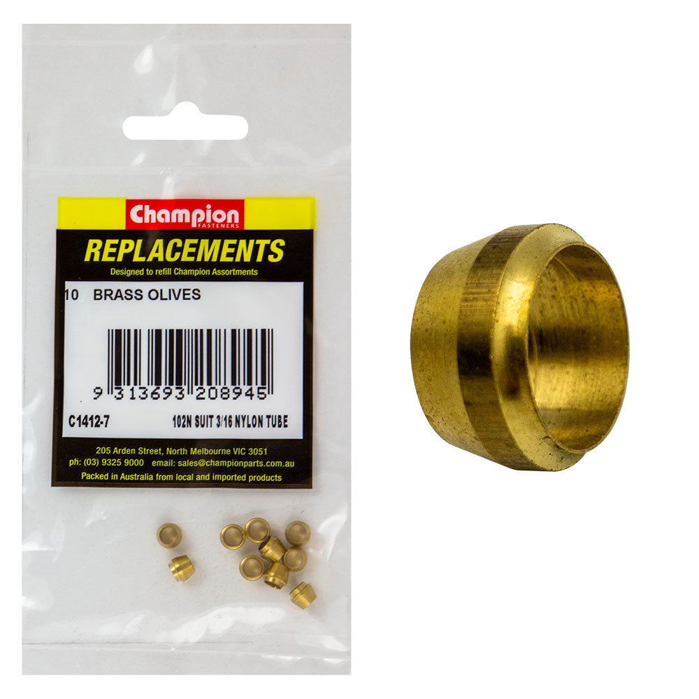 Champion 3/16in Brass Compression Type Olive -10pk