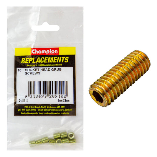Champion M8 x 8mm Socket Grub Screw -10pk