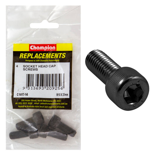 Champion M10x25mm Socket Head Cap Screw-Din912-Gr12.9 - 4pk