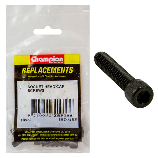 Champion 5/16in x 1-1/4in BSW Socket Head Cap Screw -6pk