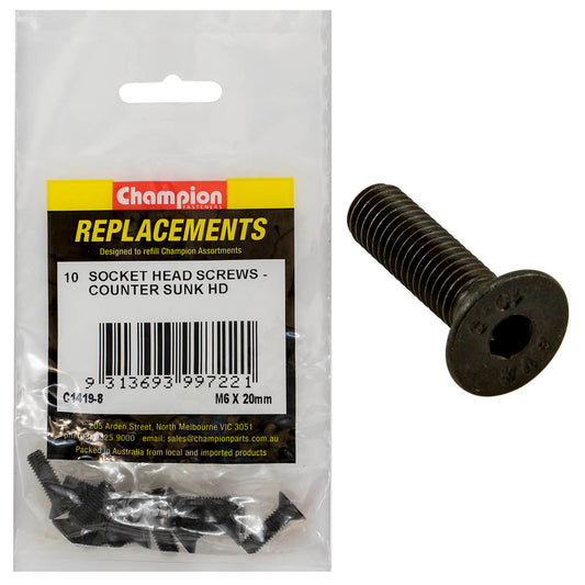 Champion M6 x 20mm C/Sunk Socket Head Cap Screw -10pk