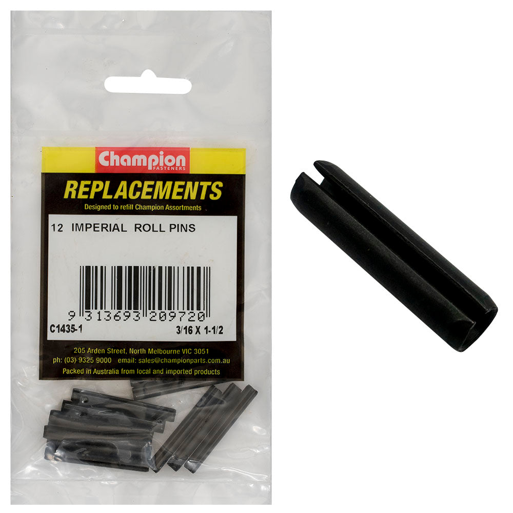 Champion 3/16in x 1-1/2in Roll Pin -12pk