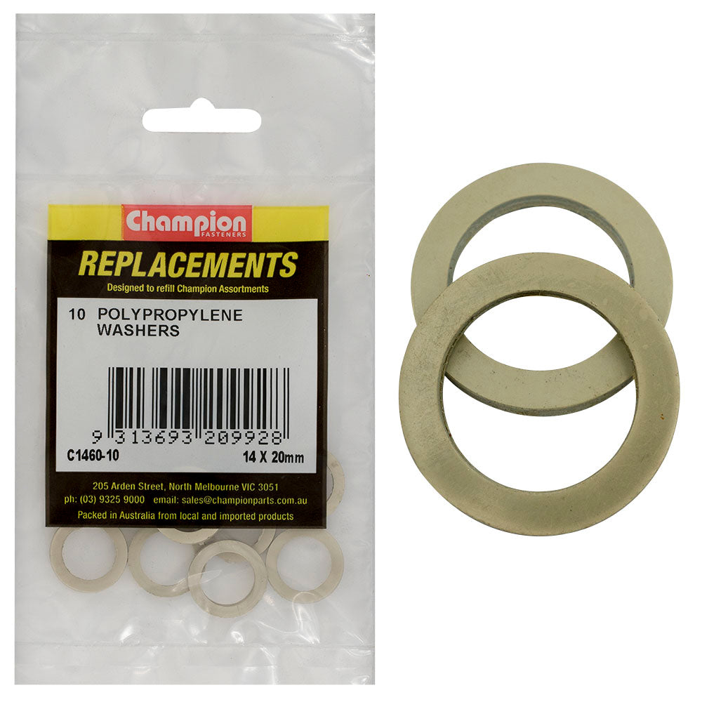 Champion M14 x 20mm x 2.4mm Polypropylene Washer -10pk