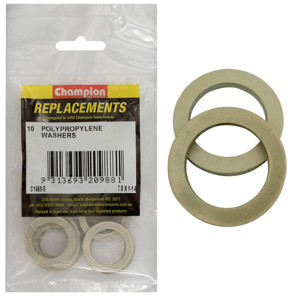 Champion 7/8in x 1-1/4in x 3/32in Polypropylene Washer -10pk