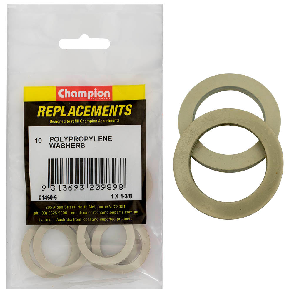 Champion 1in x 1-3/8in x 3/32in Polypropylene Washer -10pk