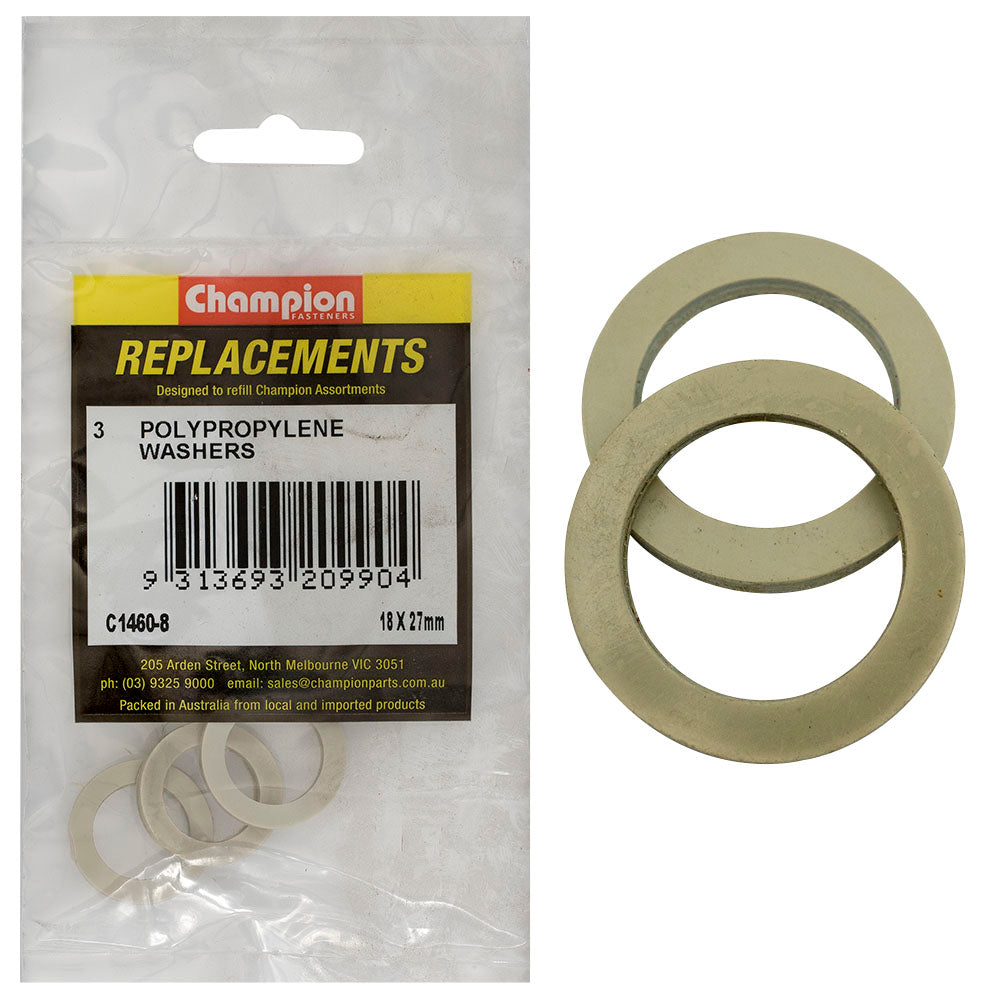 Champion M18 x 27mm x 2.4mm Polypropylene Washer -3pk
