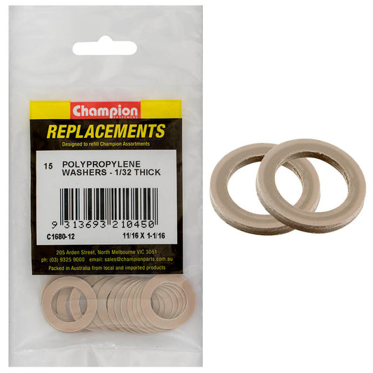 Champion 11/16 x 1-1/16 x 1/32in Polypropylene Washer -15pk