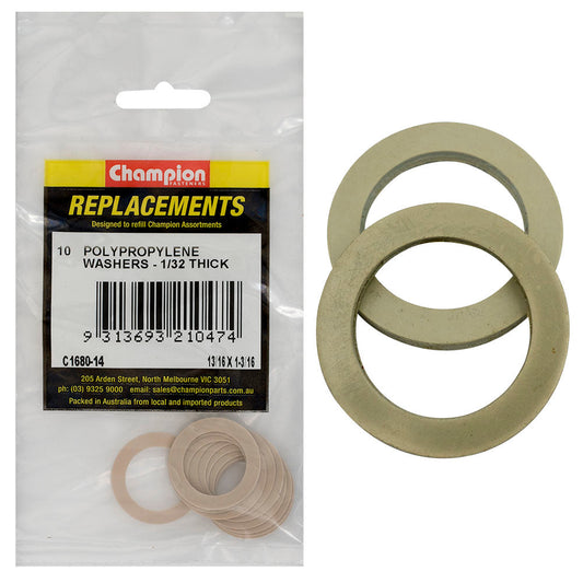 Champion 13/16 x 1-3/16 x 1/32in Polypropylene Washer - 10pk