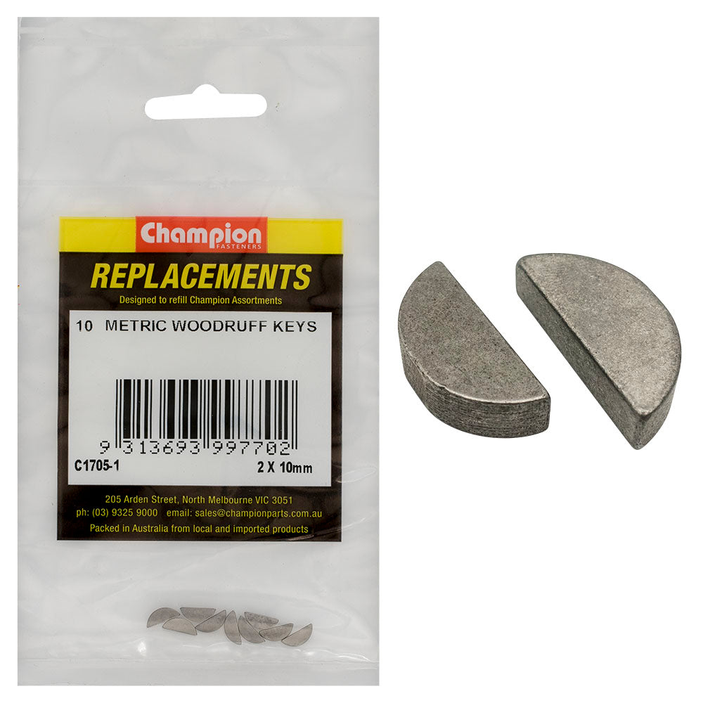 Champion 2 x 10mm Metric Woodruff Keys -10pk