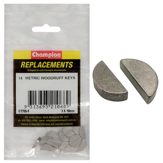Champion 3 x 16mm Metric Woodruff Keys -15pk