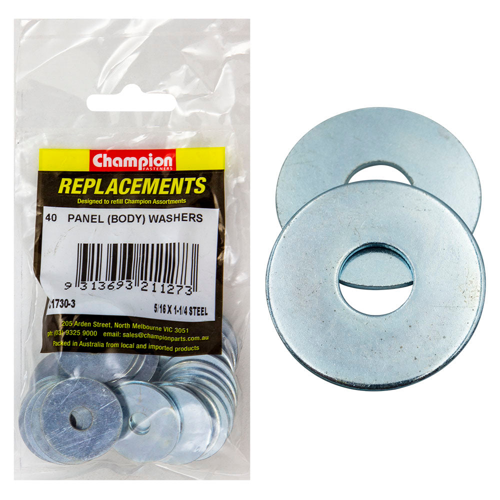 Champion 5/16 x 1-1/4in Flat Steel Panel (Body) Washer -40pk