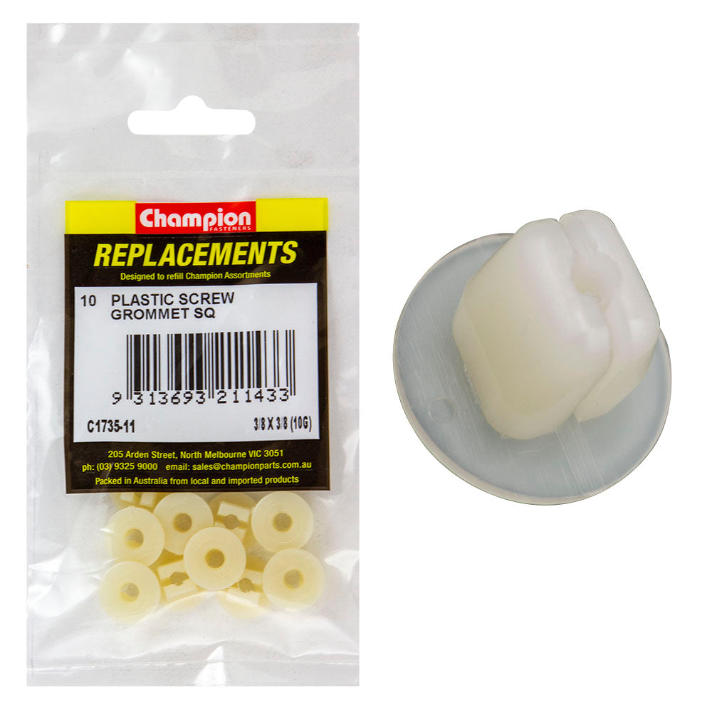 Champion Screw Grommet Sq 3/8x3/8-10G