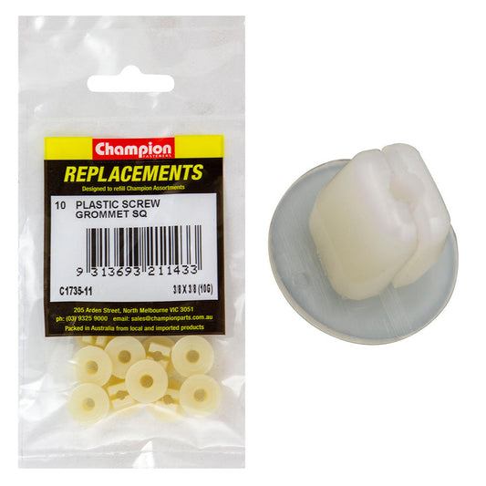 Champion Screw Grommet Sq 3/8x3/8-10G
