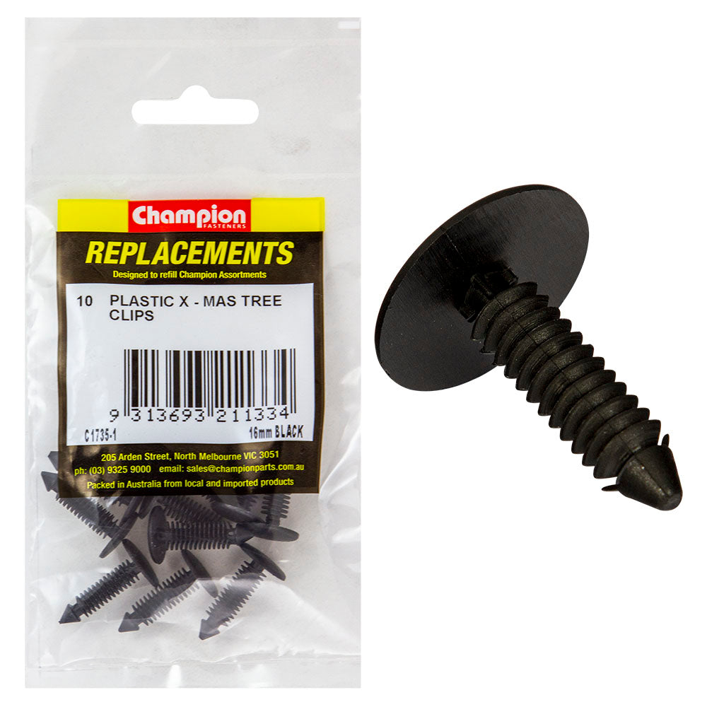 Champion Xmas Tree Clip Black 16mm Head x 27mm -10pk